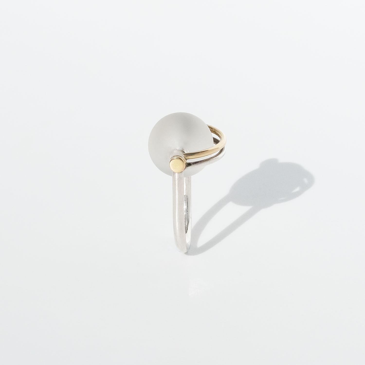 Silver and Rock Crystal Ring by Swedish Master Glenn Roll Made Year 1985 For Sale 5