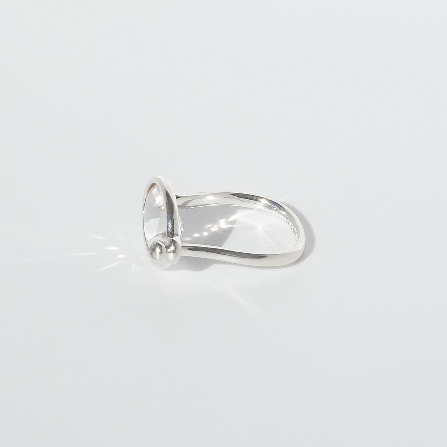 Silver and Rock Crystal Ring by Vivianna Torun Bülow-Hübe for Georg Jensen In Good Condition In Stockholm, SE