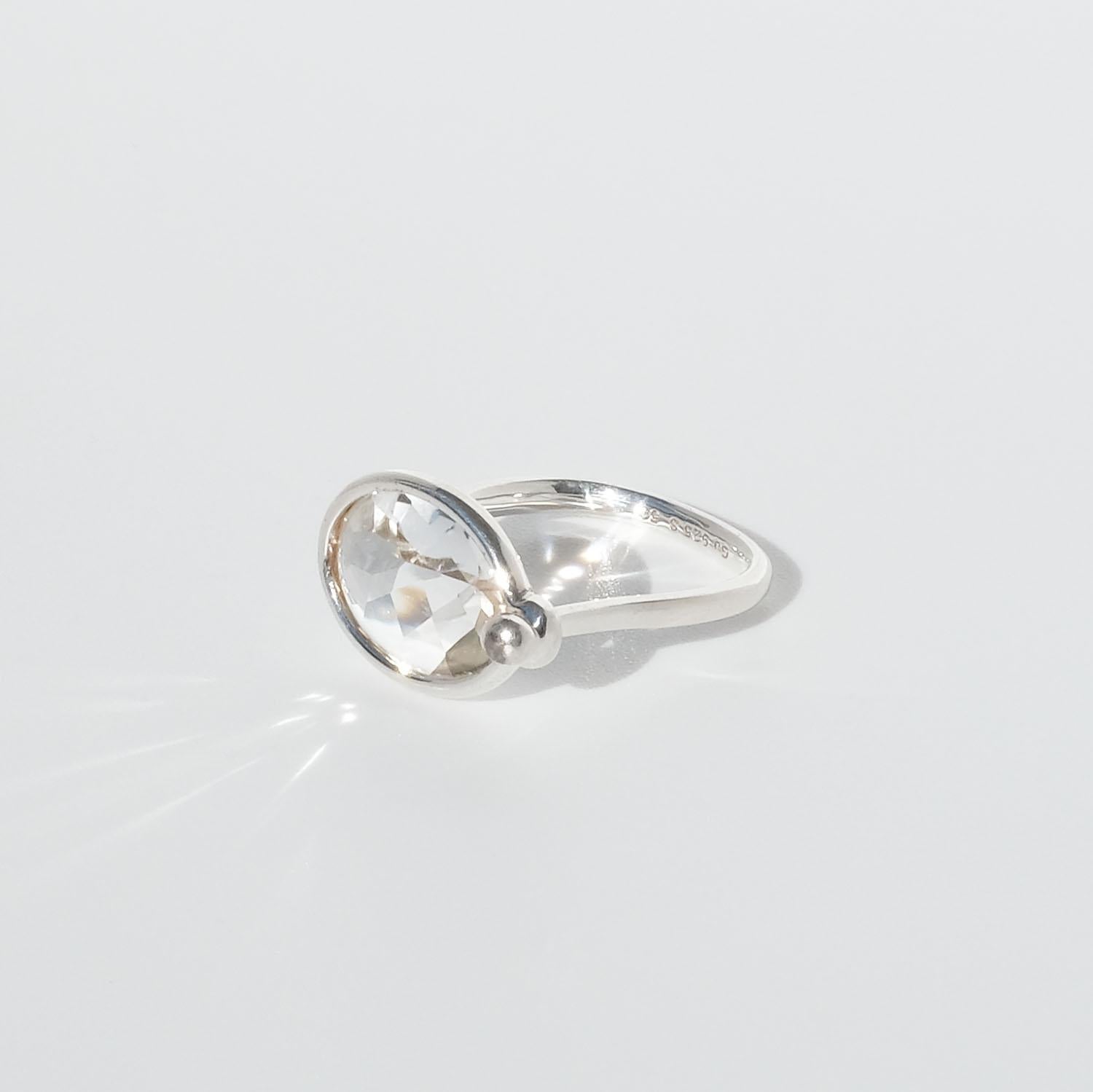 Silver and Rock Crystal Ring by Vivianna Torun Bülow-Hübe for Georg Jensen 1