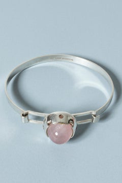 Silver and Rose Quartz Bracelet by Martti Viikinniemi, Finland, 1967