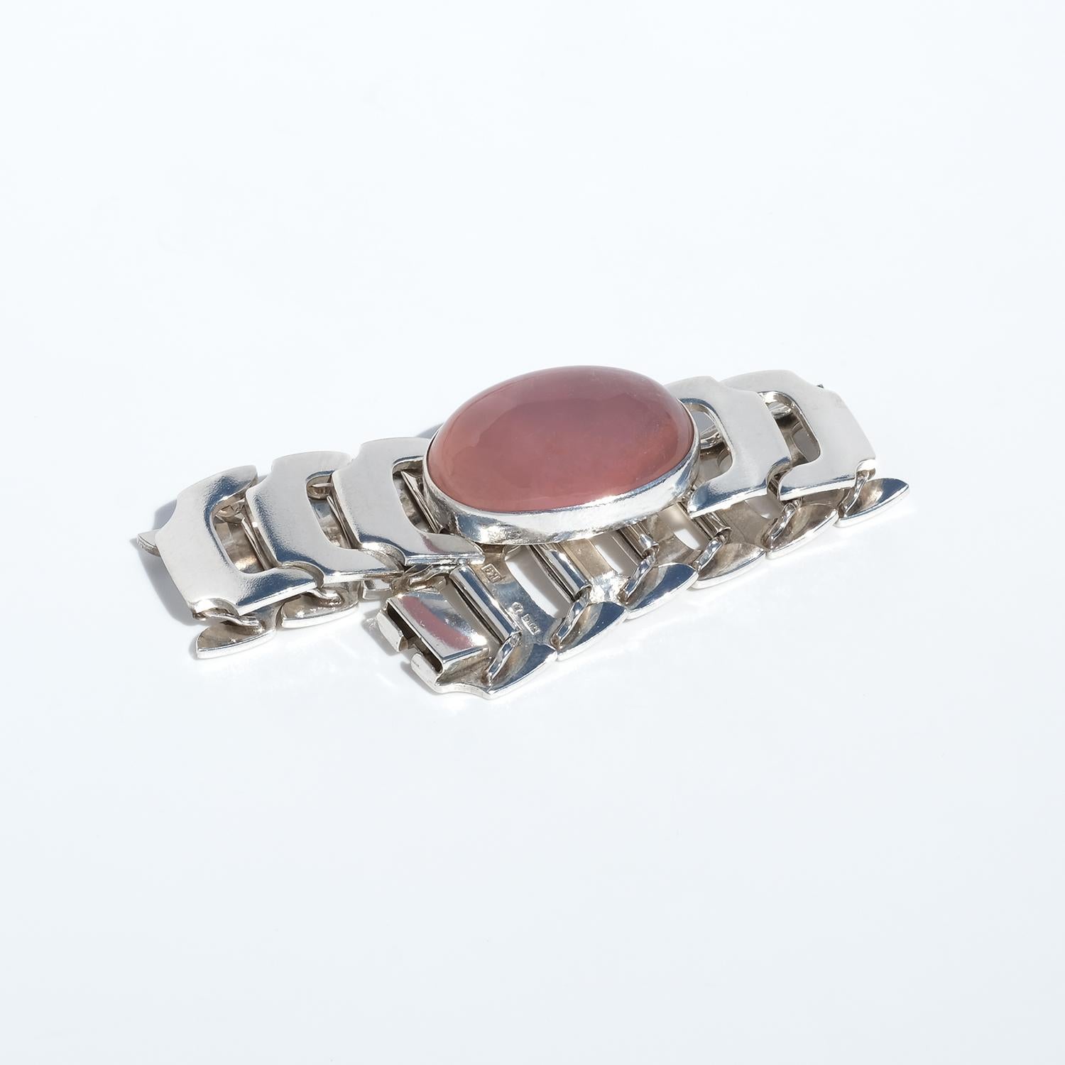 da uomo o donna Bracciale in argento e quarzo rosa di Michelsen Made 1960 in vendita