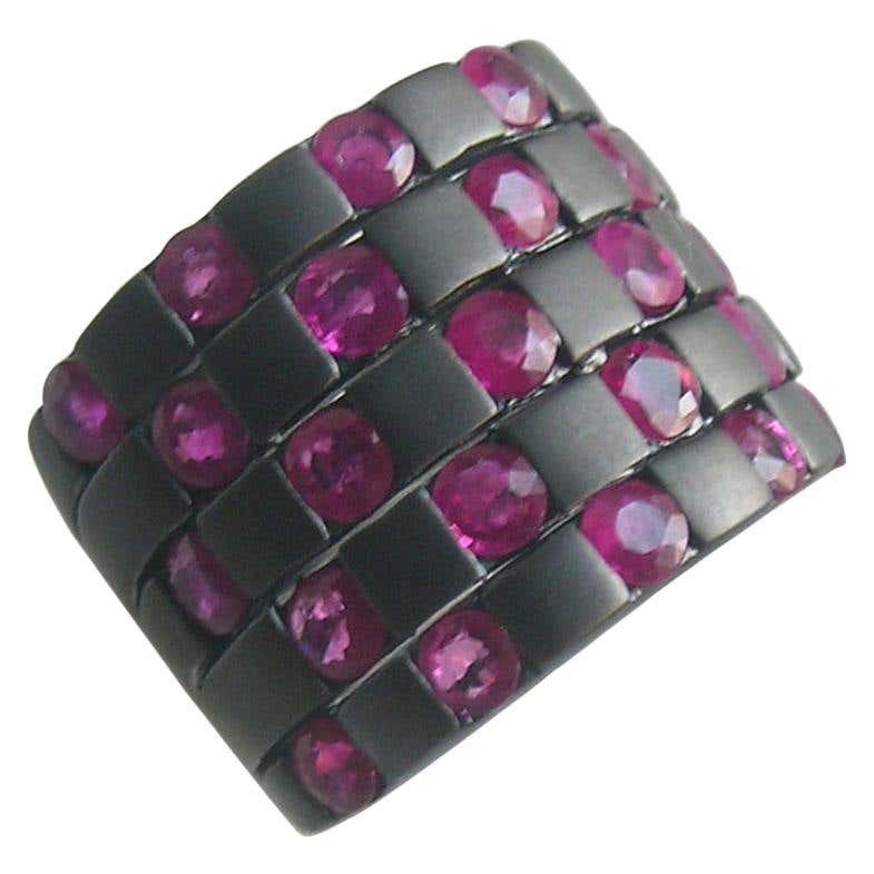 Customizable 18 Karat Gold and Black Diamond Checker Pattern Ring For ...