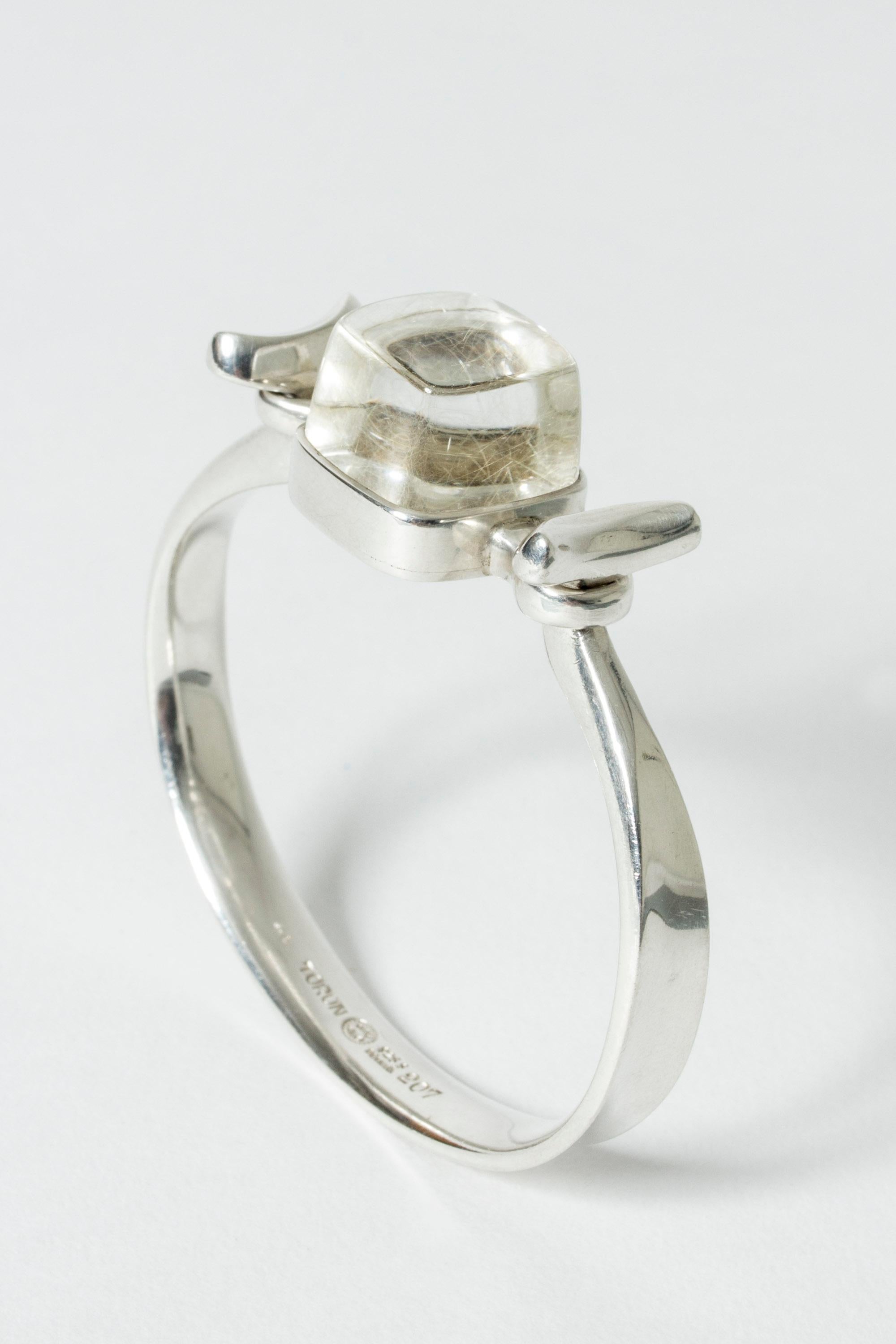 Modernist Silver and Rutilated Quartz Bracelet by Torun Bülow-Hübe for Georg Jensen