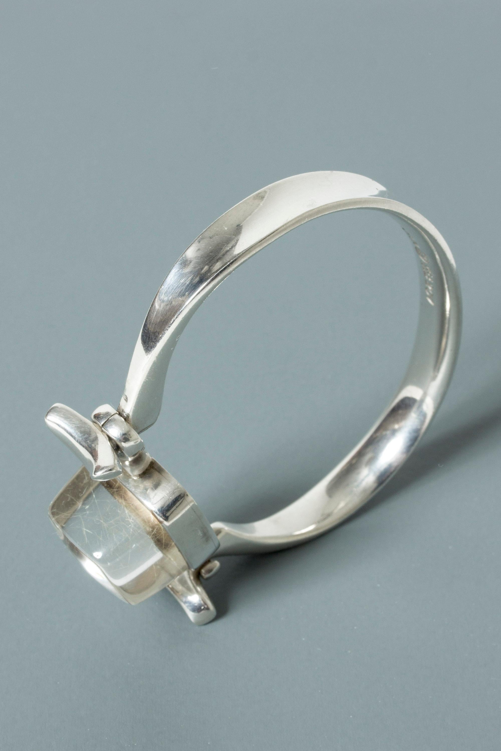 Square Cut Silver and Rutilated Quartz Bracelet by Torun Bülow-Hübe for Georg Jensen