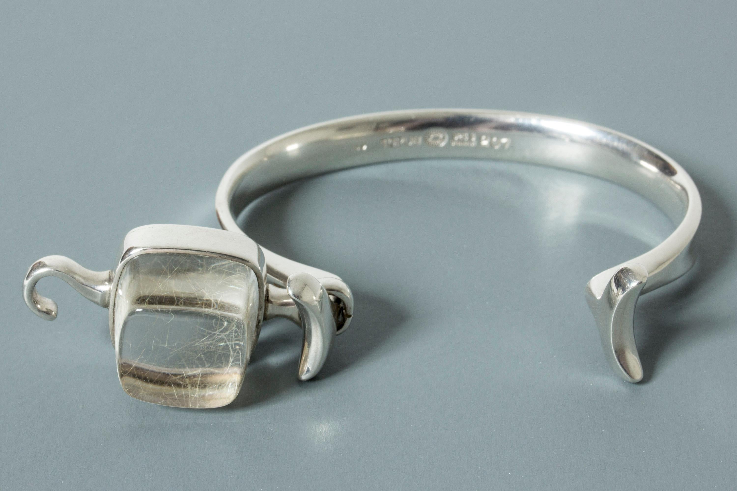 Silver and Rutilated Quartz Bracelet by Torun Bülow-Hübe for Georg Jensen 4