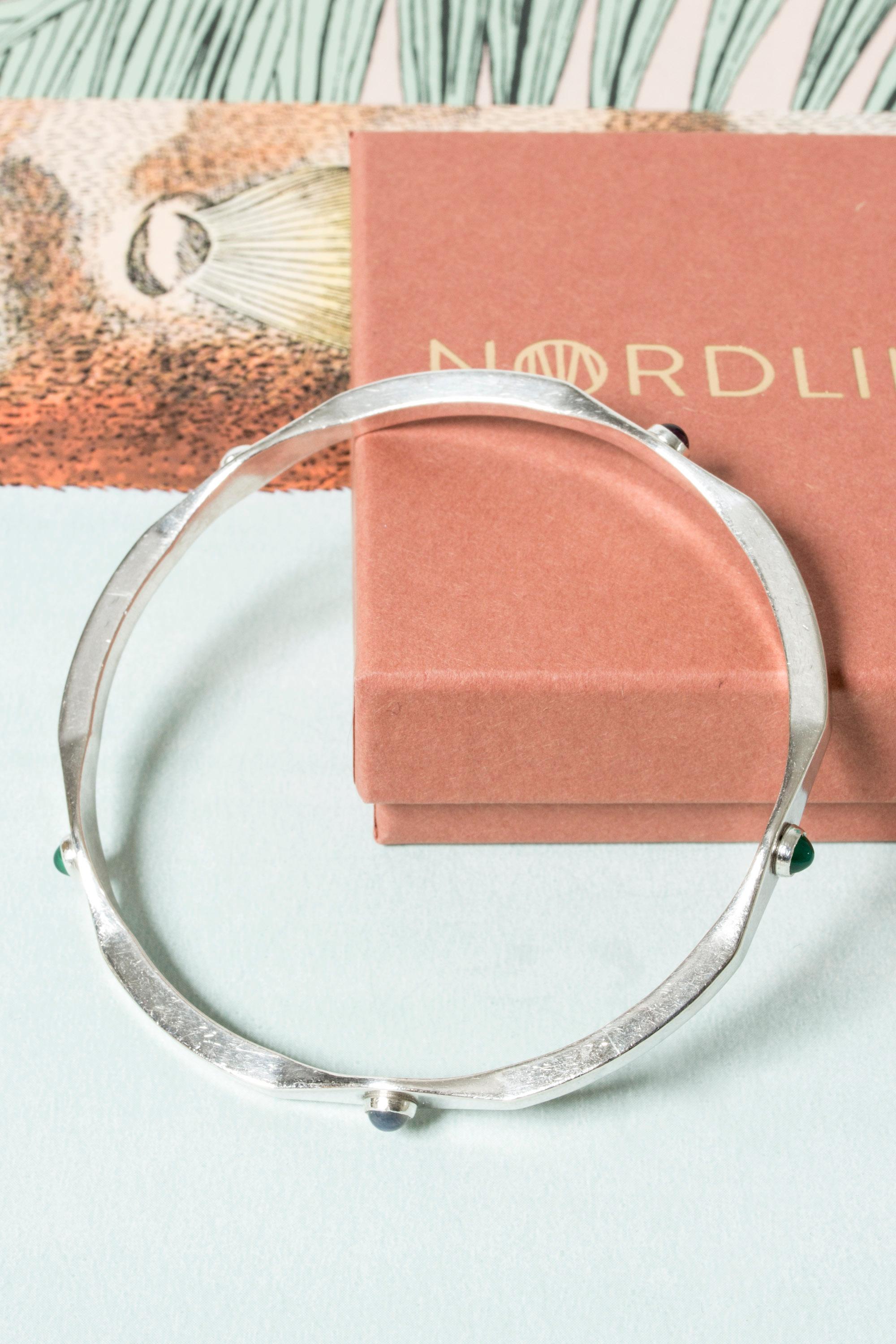silver bracelets with semi-precious stones