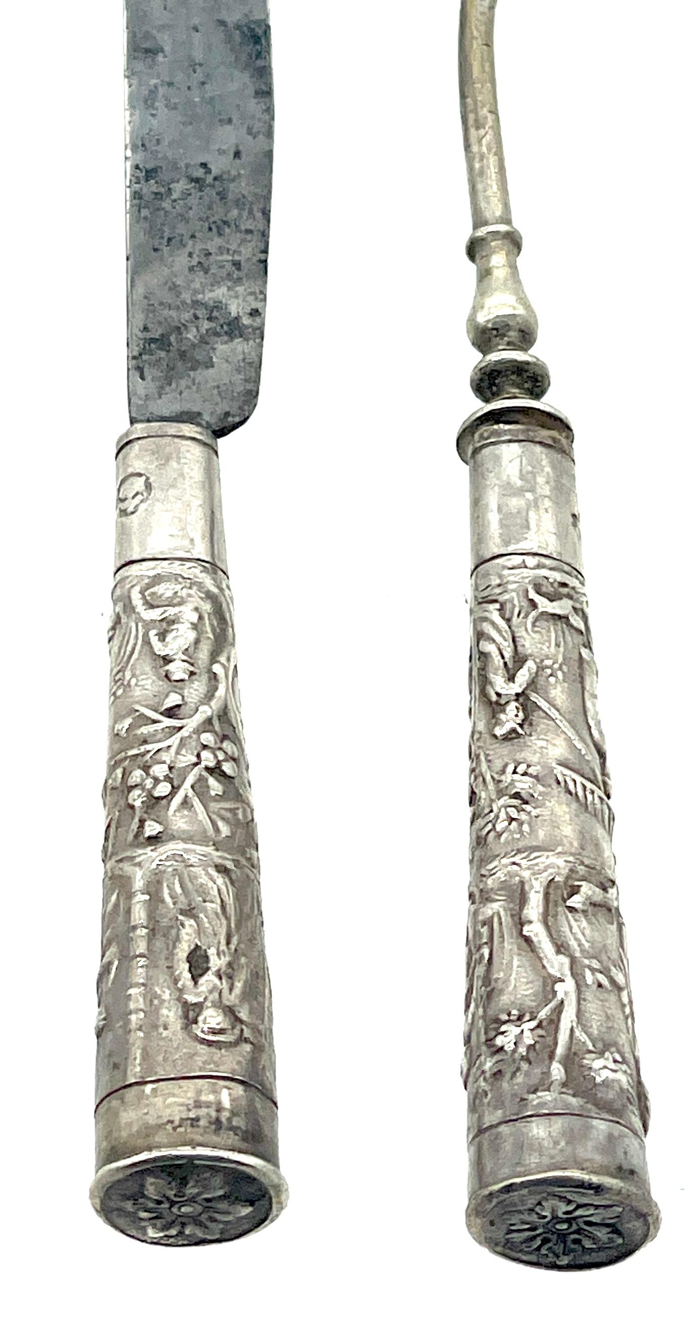 Argent sterling Couverts Etui, Couverts de voyage, Pays-Bas, 18ème siècle en vente