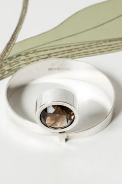 Bracelet en argent et quartz fumé d'Elis Kauppi, Finlande, 1965