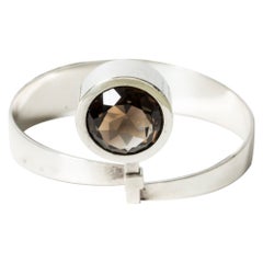 Bracelet en argent et quartz fumé d'Elis Kauppi, Finlande, 1965