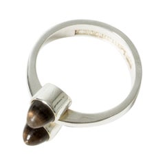 Bague en argent et quartz fumé d'Elis Kauppi, Finlande, 1958
