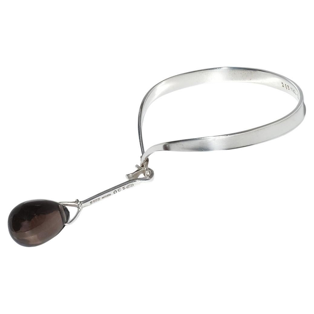 Silver and Smoky Quartz Bracelet by Vivianna Torun Bülow-Hübe for G Jensen For Sale