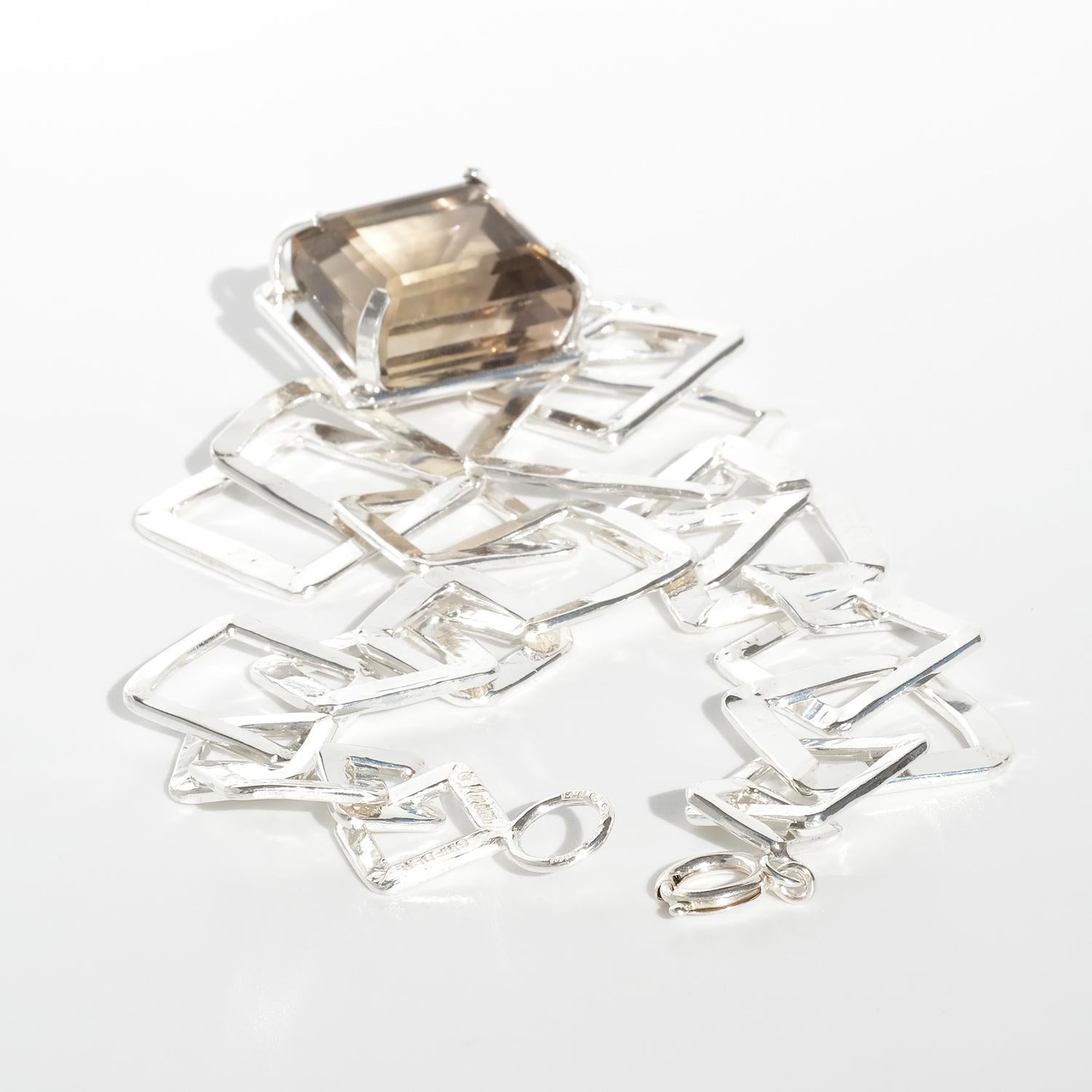 Collana in argento e quarzo fumé di Etsuko Minowa del 1993 In condizioni buone in vendita a Stockholm, SE