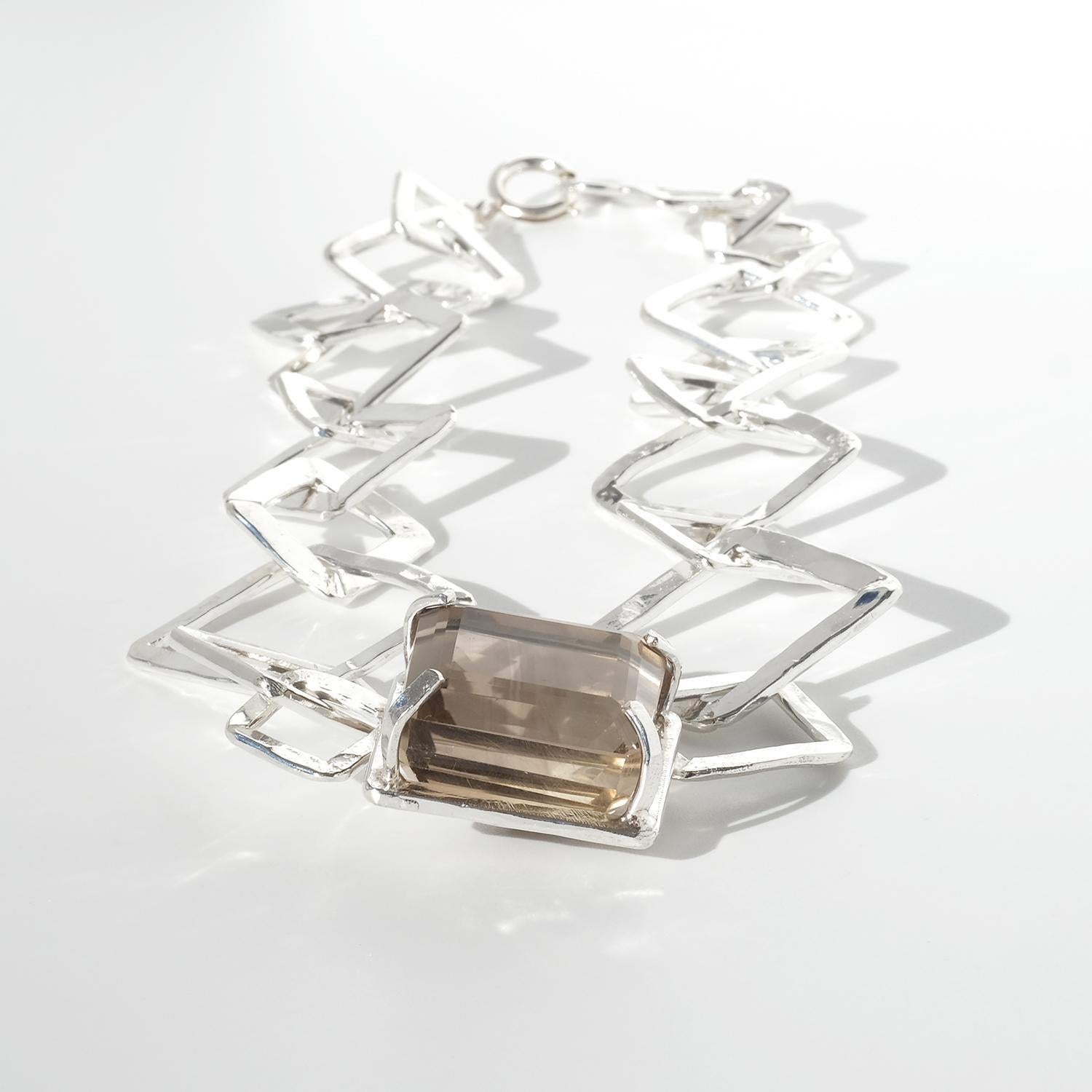 Collana in argento e quarzo fumé di Etsuko Minowa del 1993 in vendita 1
