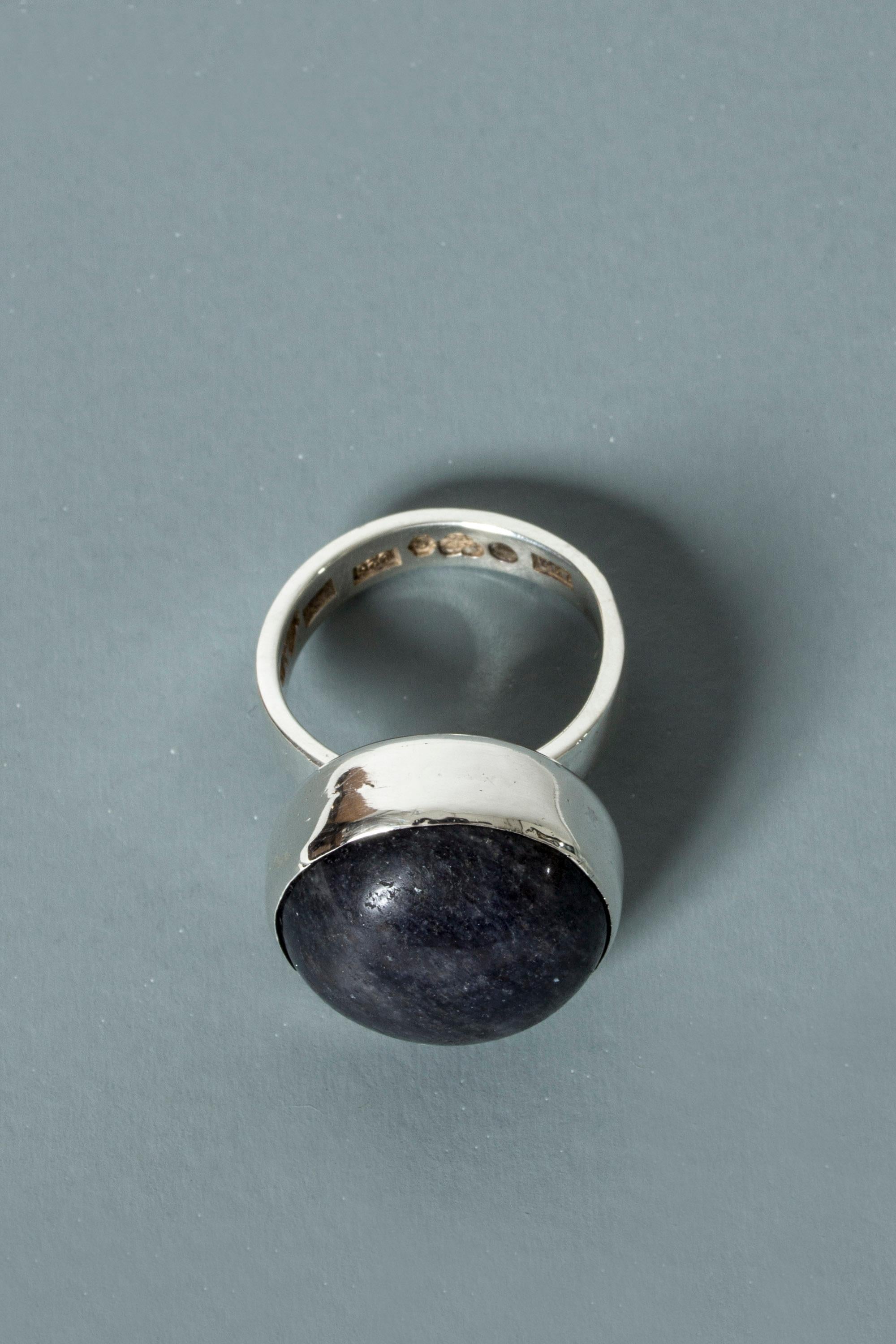 Modernist Silver and Sodalite Ring by Cecilia Johansson For Sale