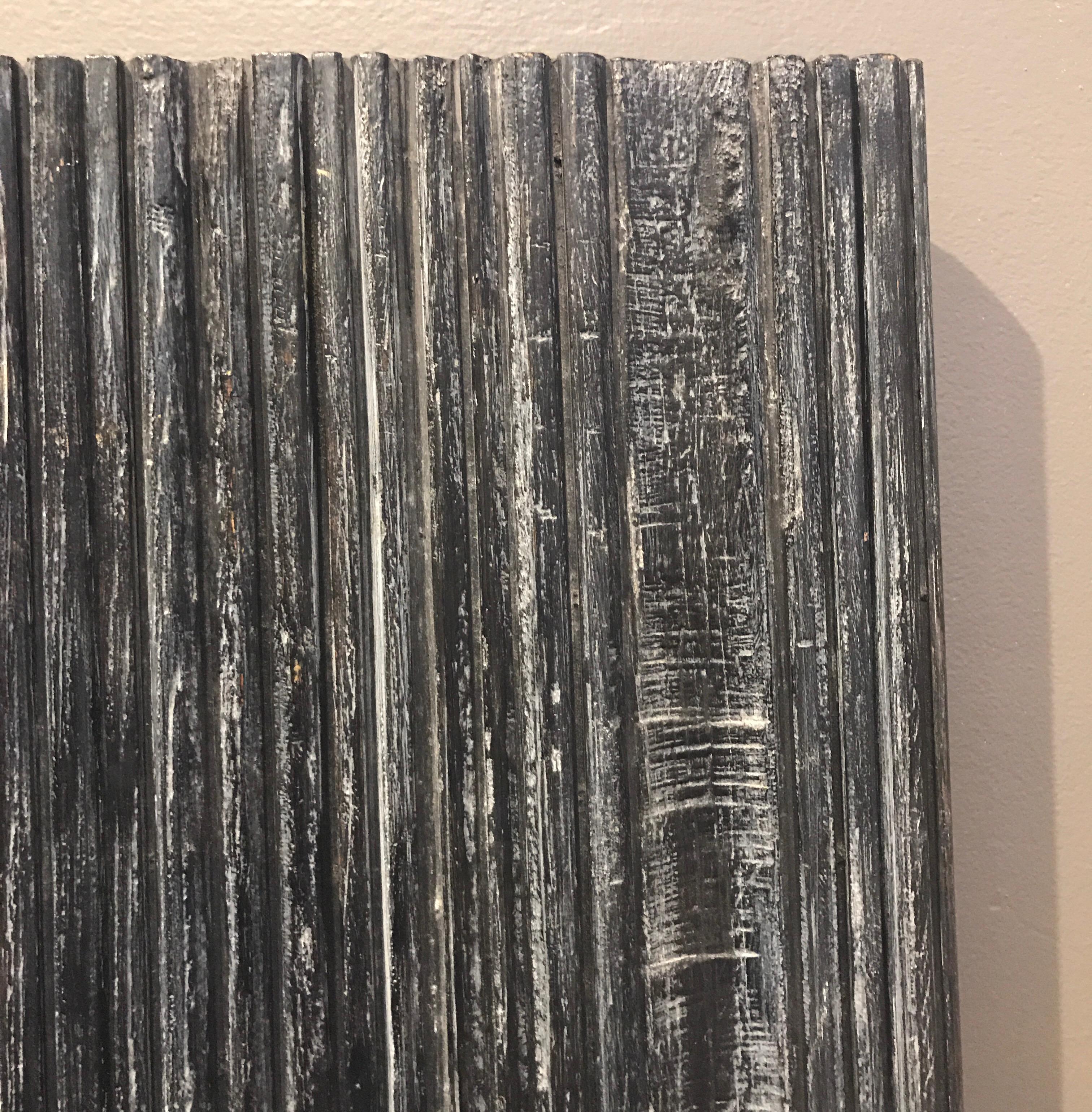 Silver and Textured Wood Wall Sculpture by Eugene Gauss, 1905-1988 2