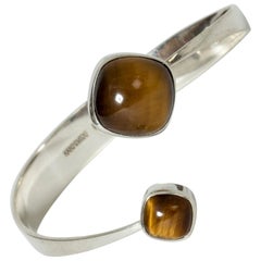 Silver and Tiger Eye Bracelet from Gussi, Sweden, 1965
