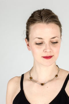 Silver and Tiger Eye Collier by Arvo Saarela, Sweden, 1969