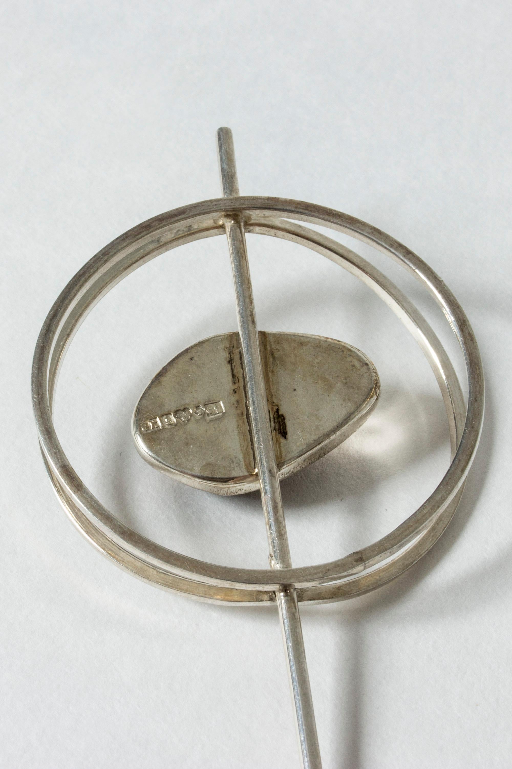 Silver and Tigereye Pendant from Kaplans, Sweden, 1960s In Good Condition In Stockholm, SE