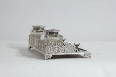 Victorian English Silver and Turtle Inkwell : Single Rare Piece