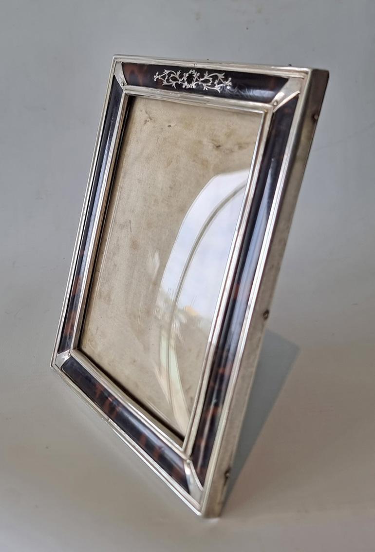 Silver and Tortoiseshell Pique inlaid photo Frame by Henry Matthews (Englisch) im Angebot
