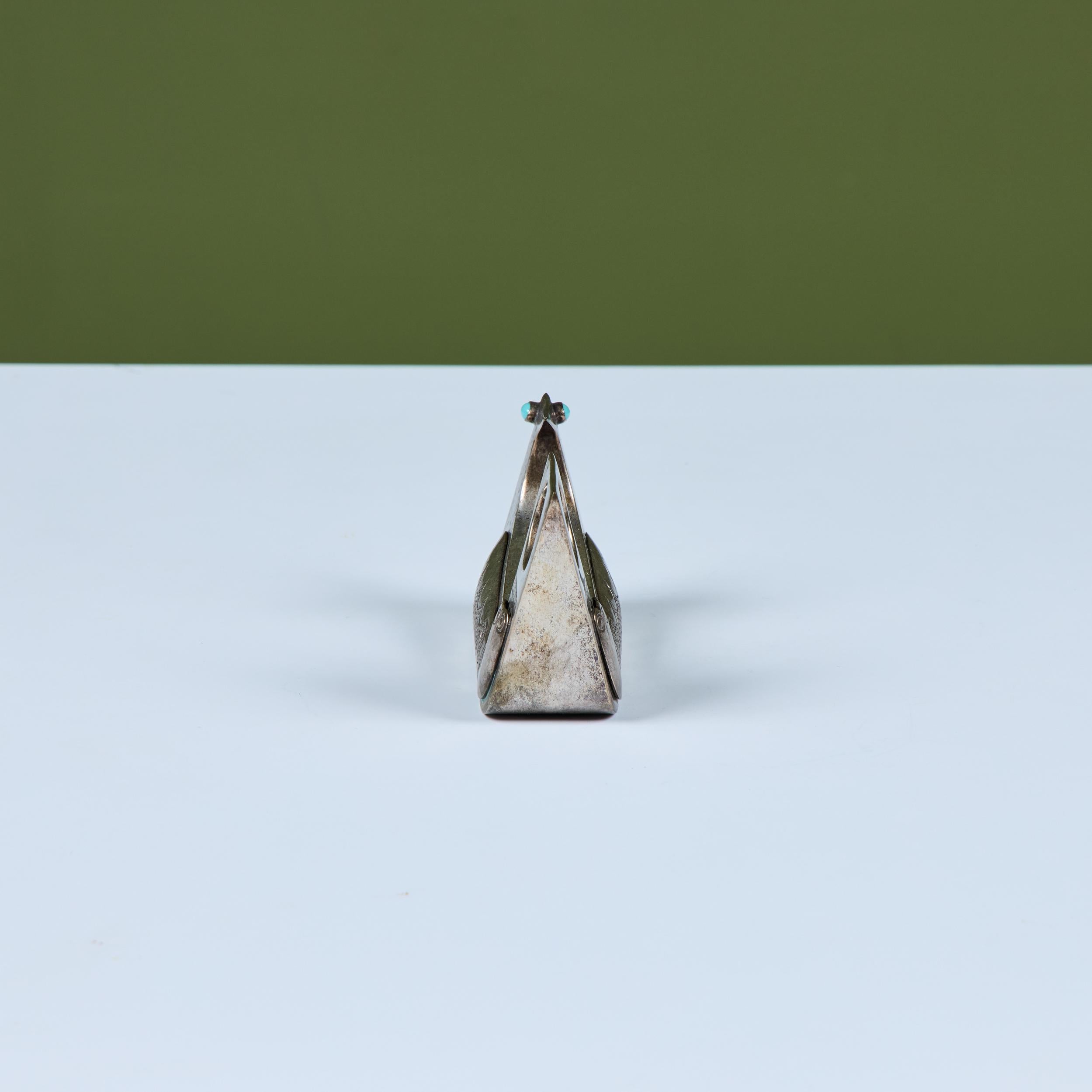 Sculpture d'oiseau en argent et turquoise par Joaquin Tinta en vente 3