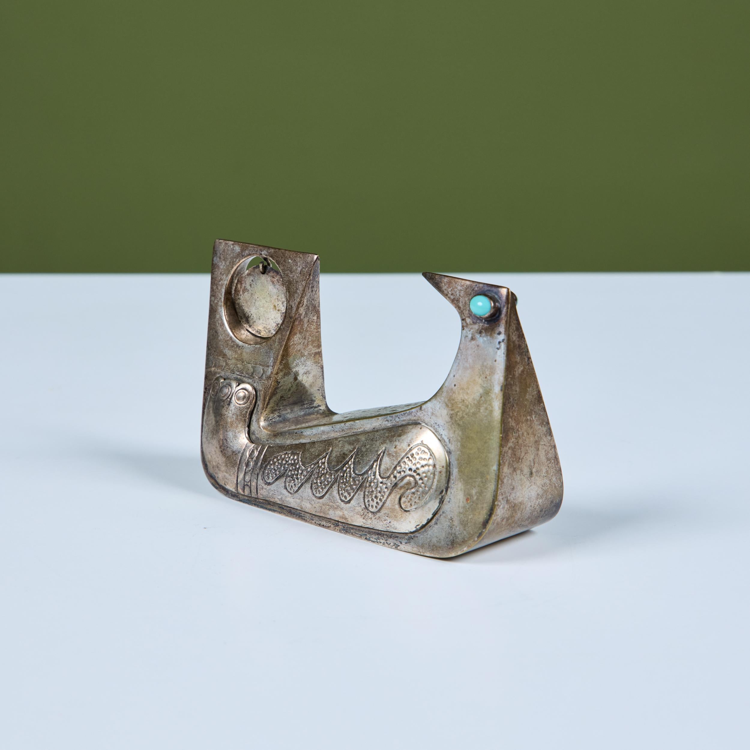 Sculpture d'oiseau en argent et turquoise par Joaquin Tinta en vente 5