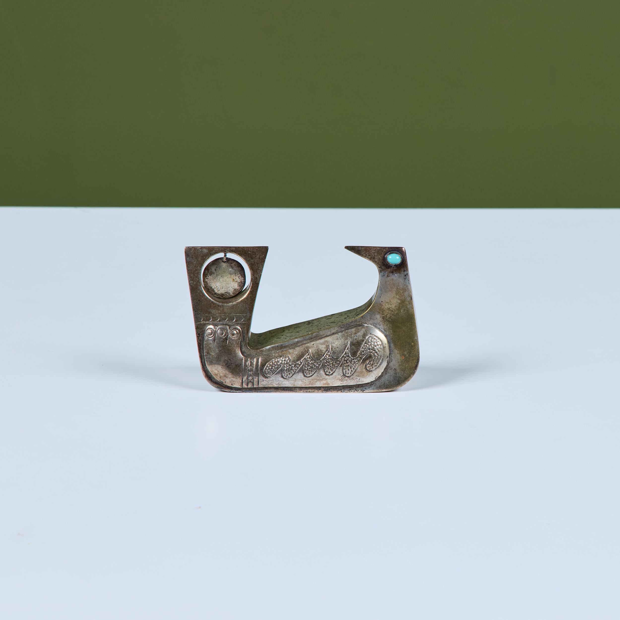Sculpture d'oiseau en argent et turquoise par Joaquin Tinta en vente 1