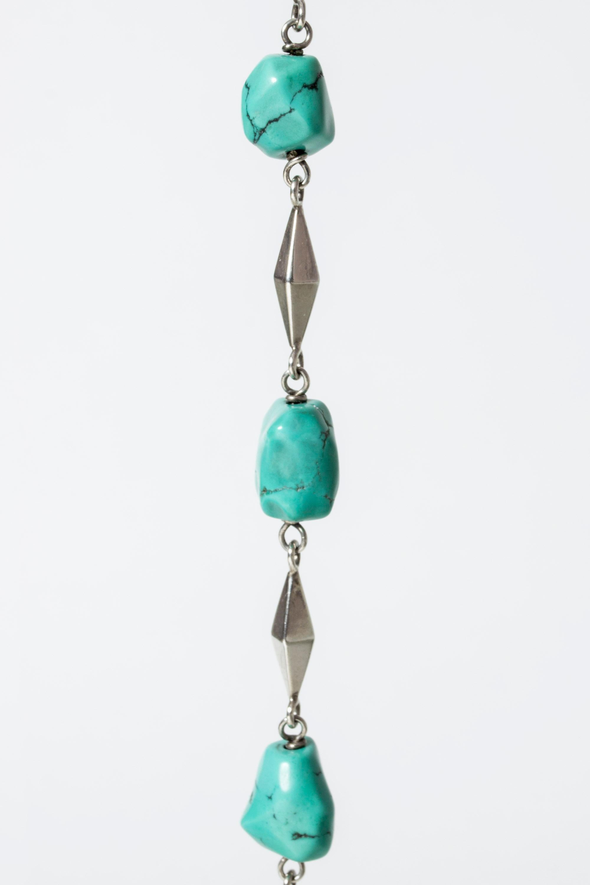 Silver and Turquoise Bracelet by Arvo Saarela, Sweden, 1965 In Good Condition In Stockholm, SE