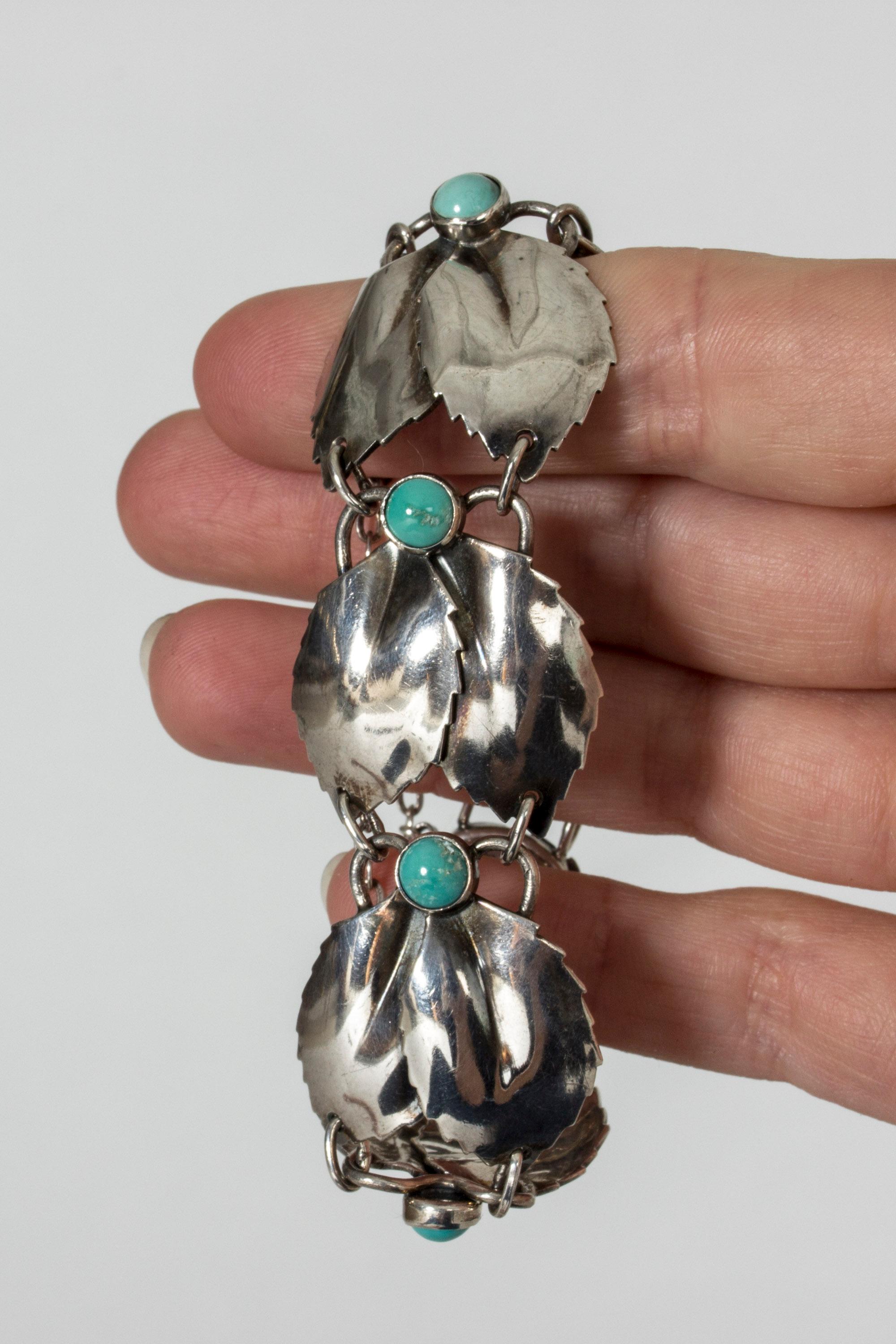 Bead Silver and Turquoise Bracelet by Gertrud Engel for Michelsen, Sweden, 1950s