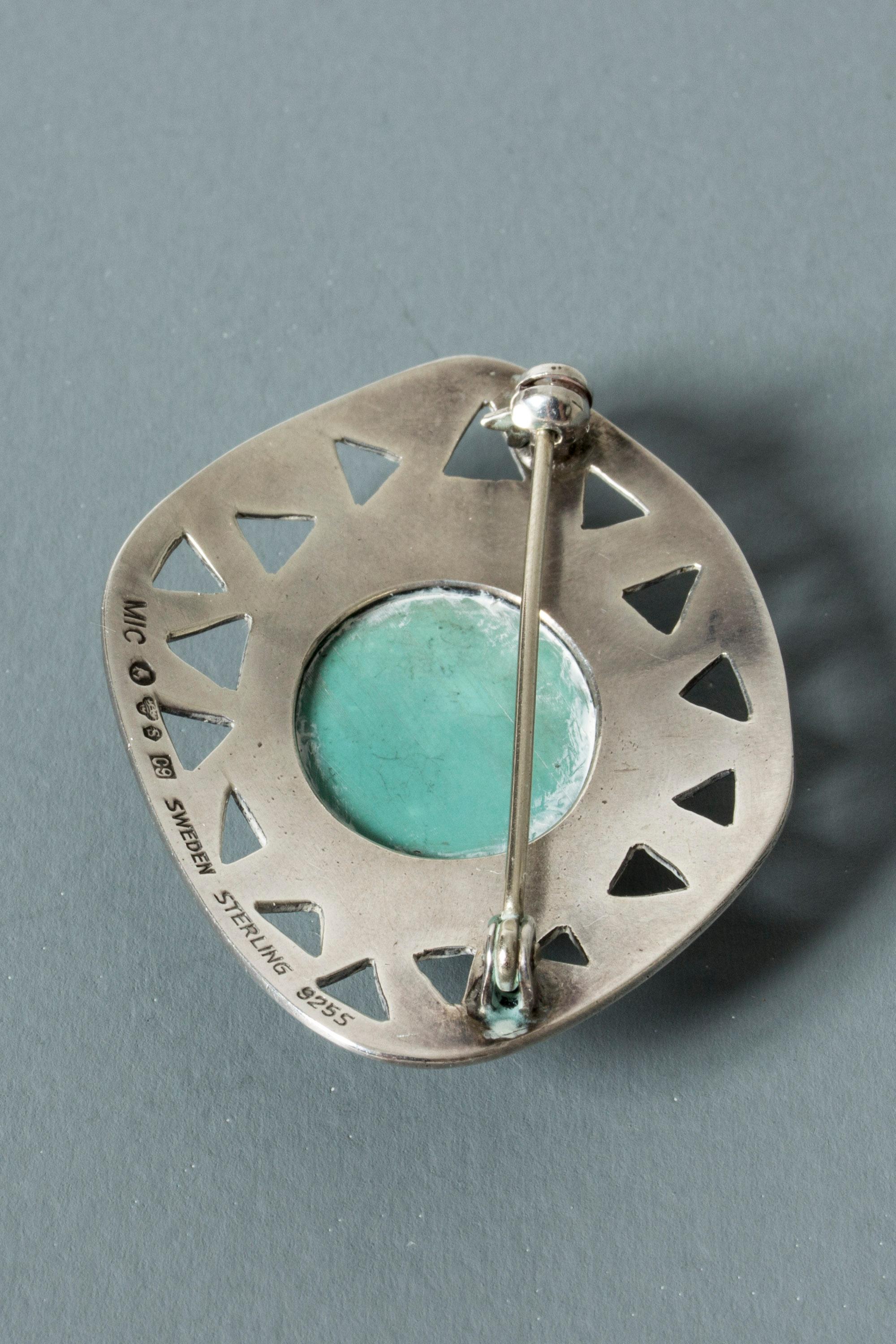 Women's or Men's Silver and Turquoise Brooch from Michelsen, Sweden, 1953