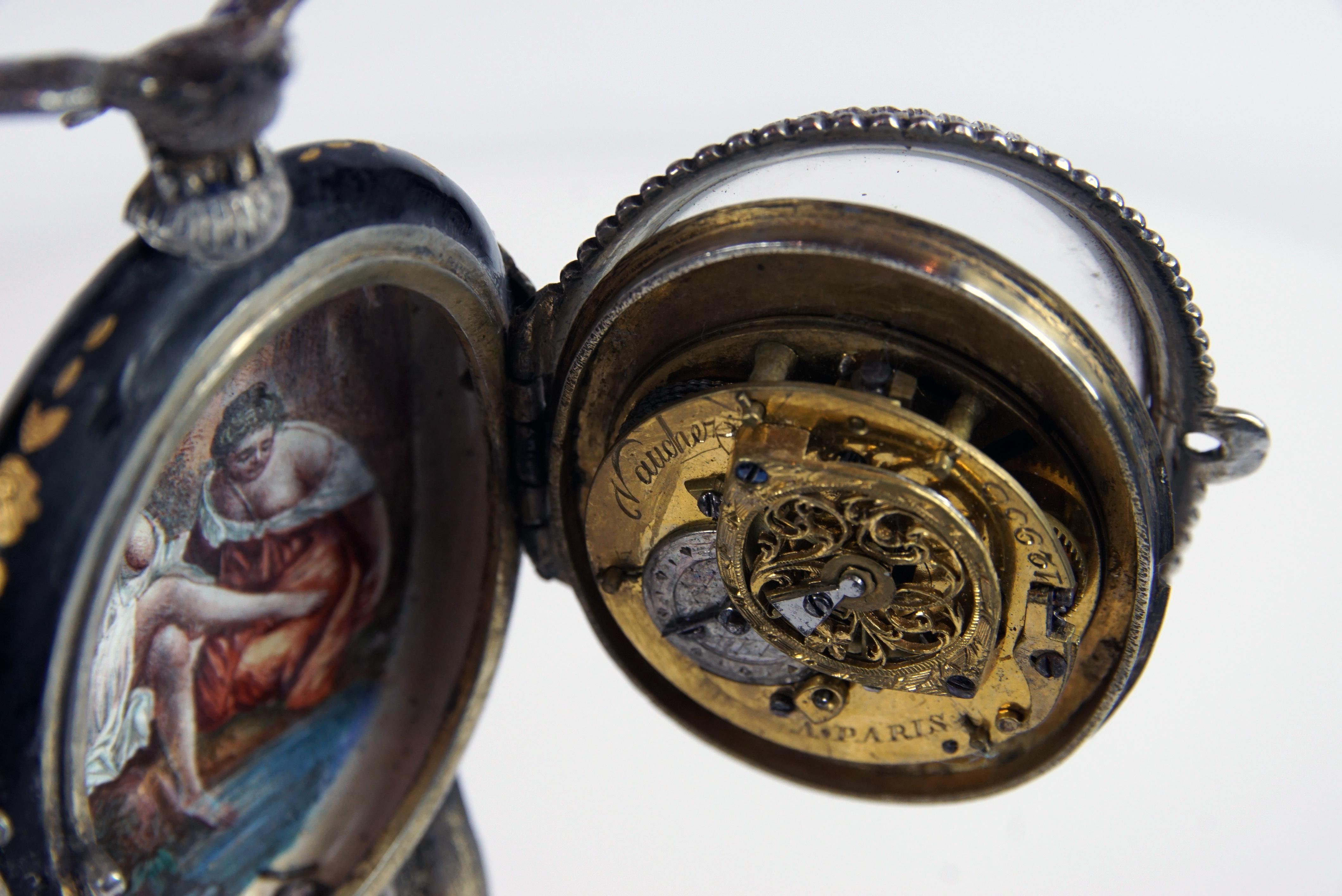 Silver and Viennese Enamel Clock with Eagle by Hermann Bohm 13