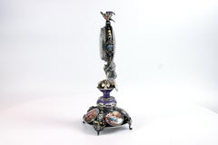 Silver and Viennese Enamel Clock with Eagle by Hermann Bohm