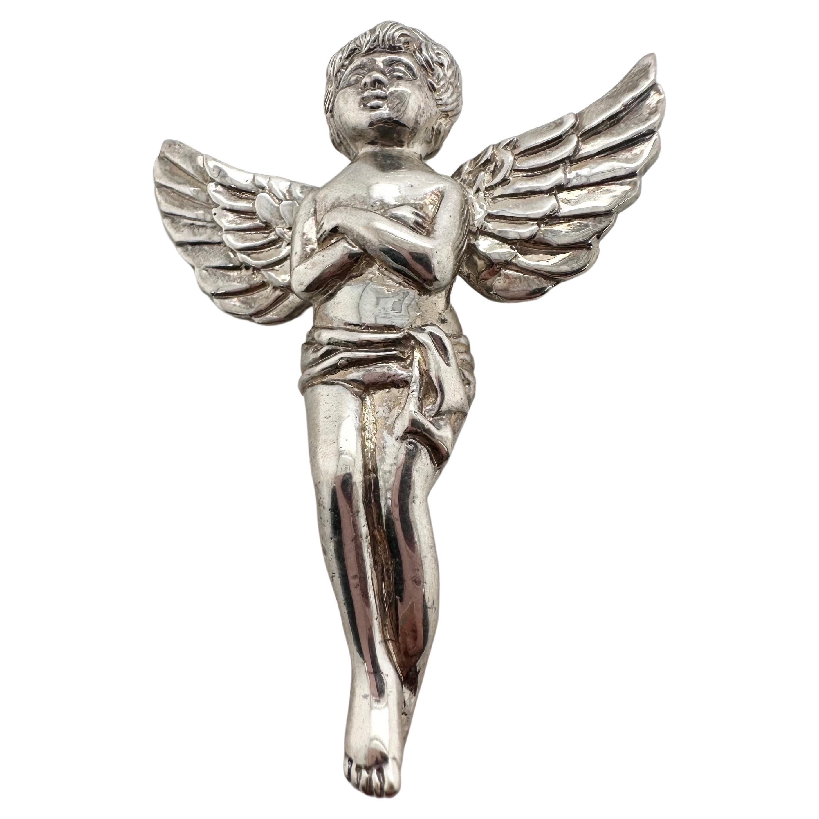 Silver angel pendant 925 Large angel pendant For Sale