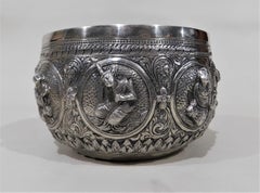 Silver Anglo-Indian Bowl with Eight Figures