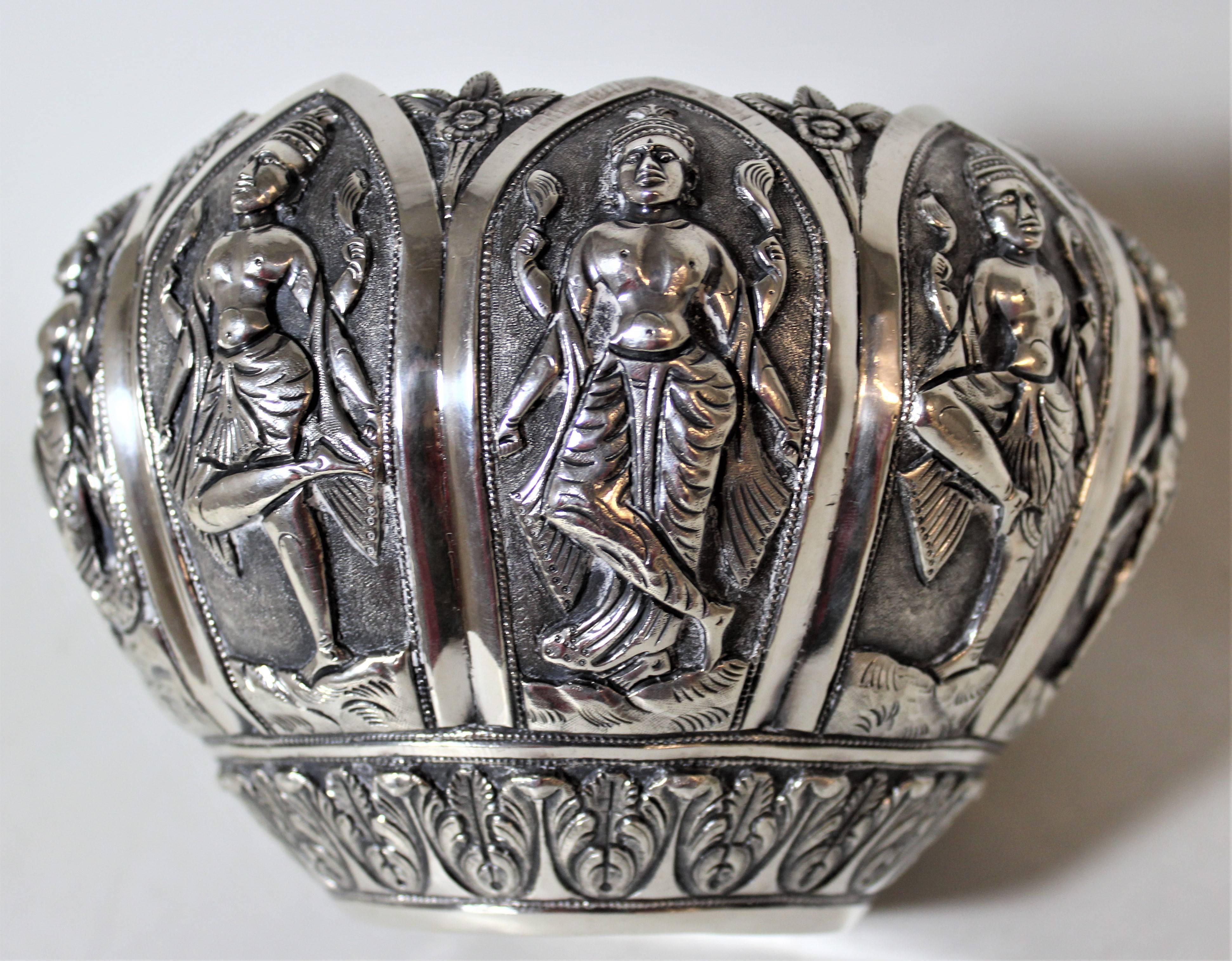 Silver Anglo-Indian Bowl with Figures For Sale 1