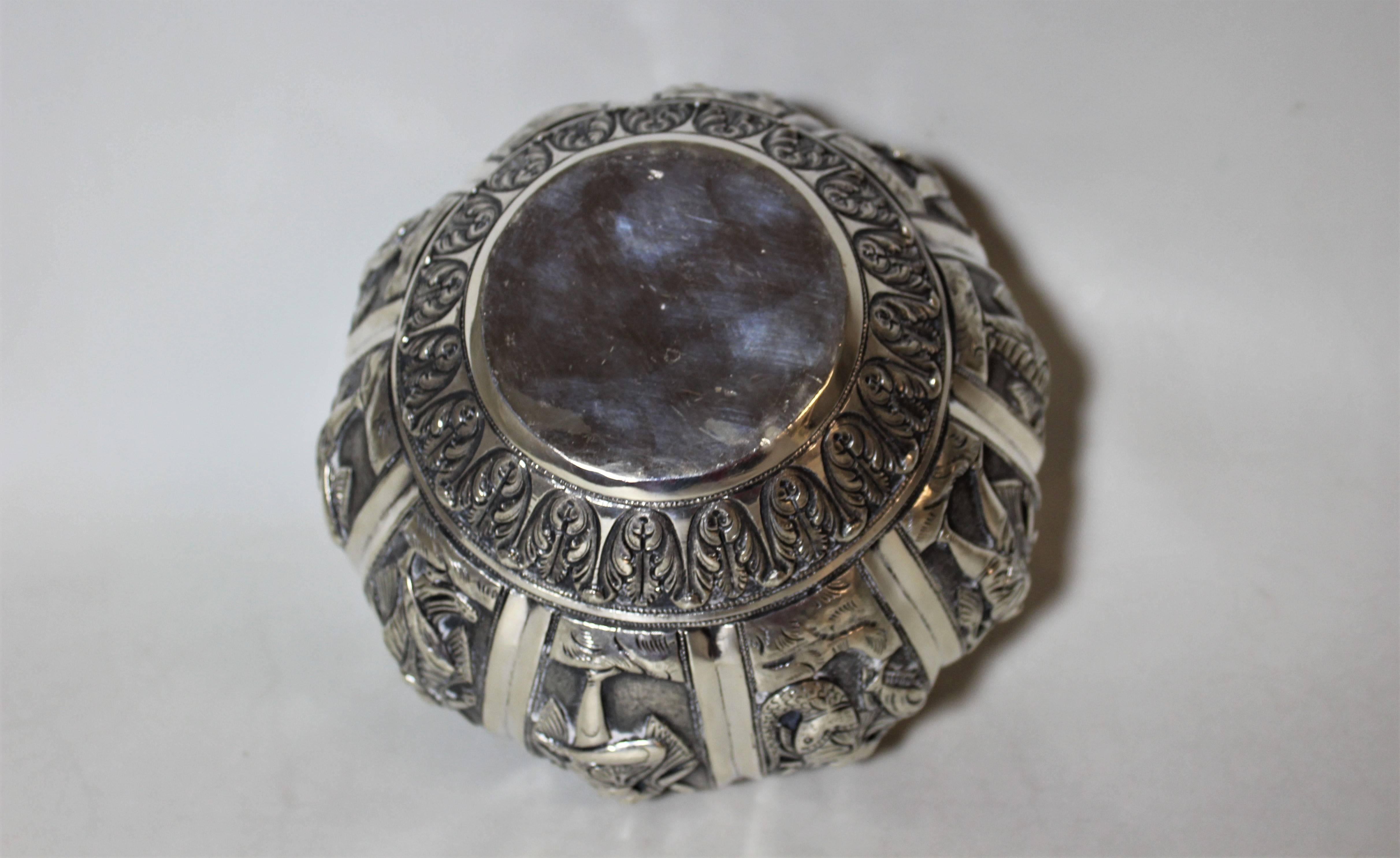 Silver Anglo-Indian Bowl with Figures For Sale 4