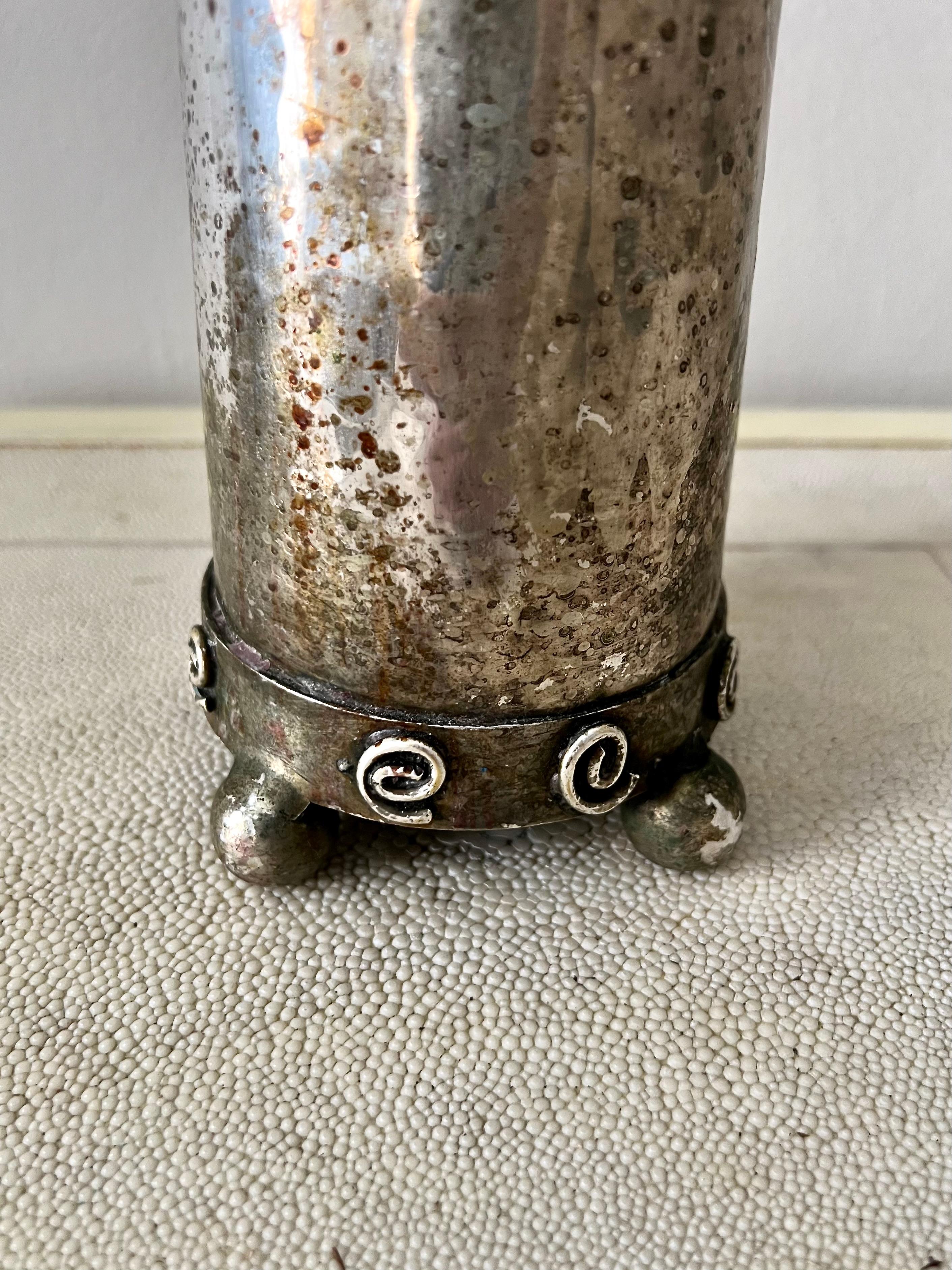 Silver Antique Censer or Incense Tower Burner with Spiral Detail For Sale 5
