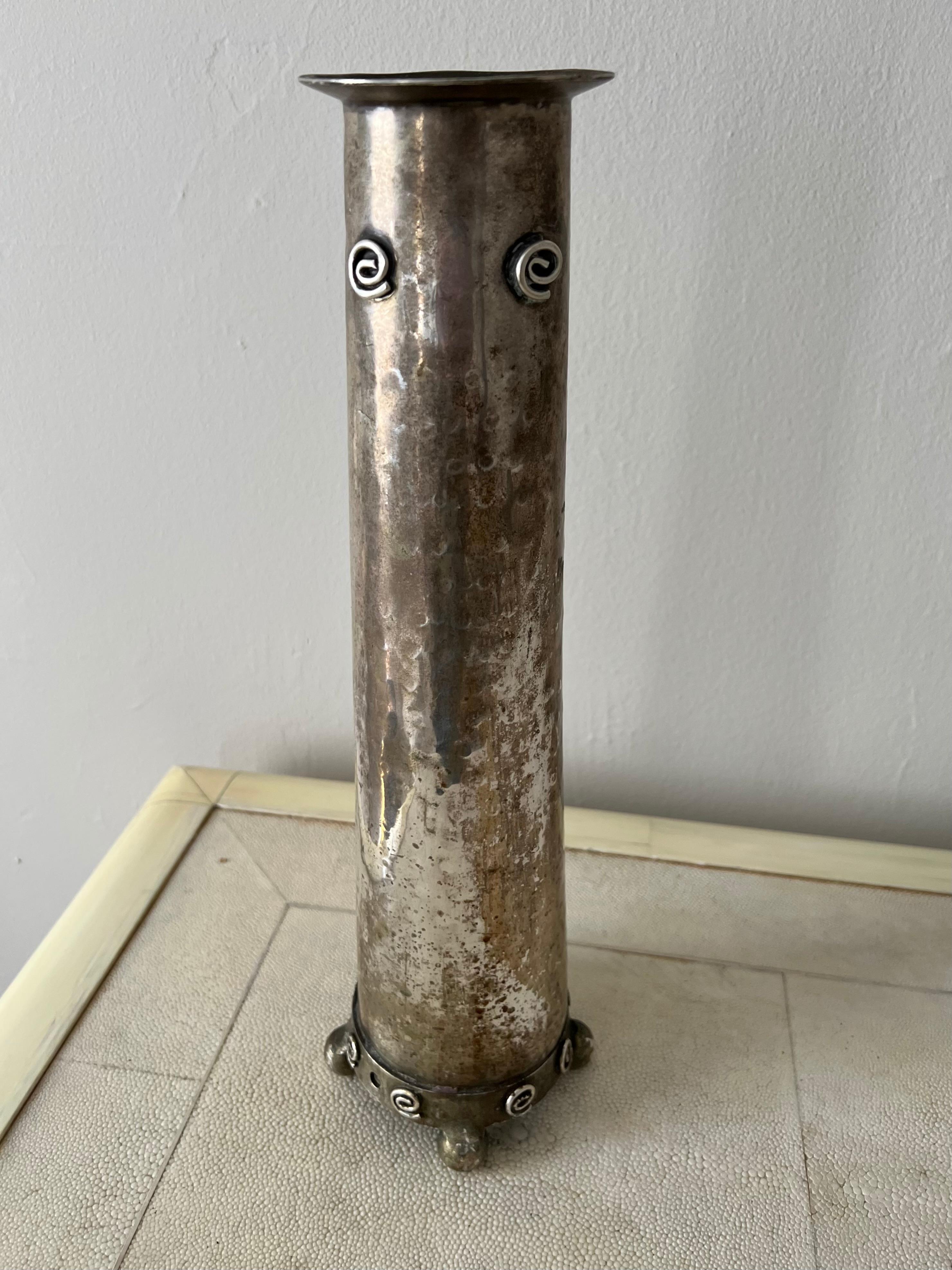 20th Century Silver Antique Censer or Incense Tower Burner with Spiral Detail For Sale