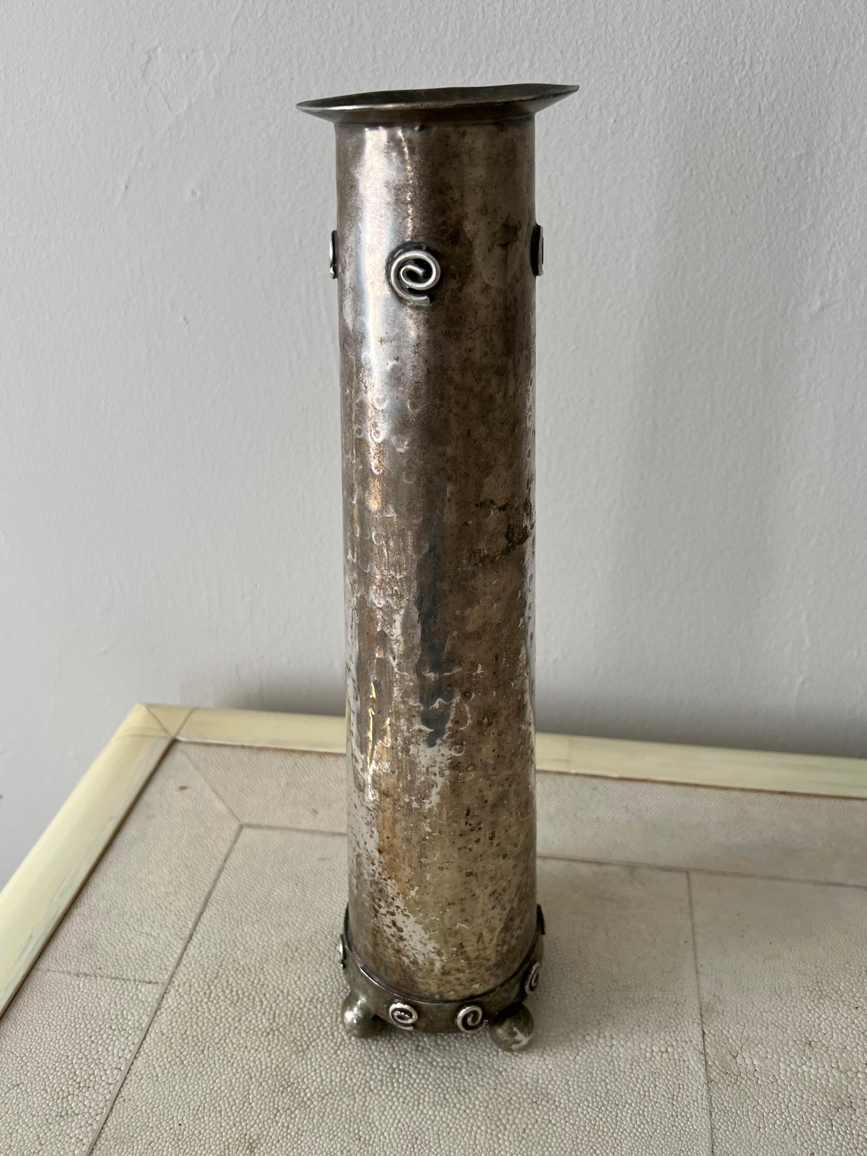 Silver Antique Censer or Incense Tower Burner with Spiral Detail For Sale 1