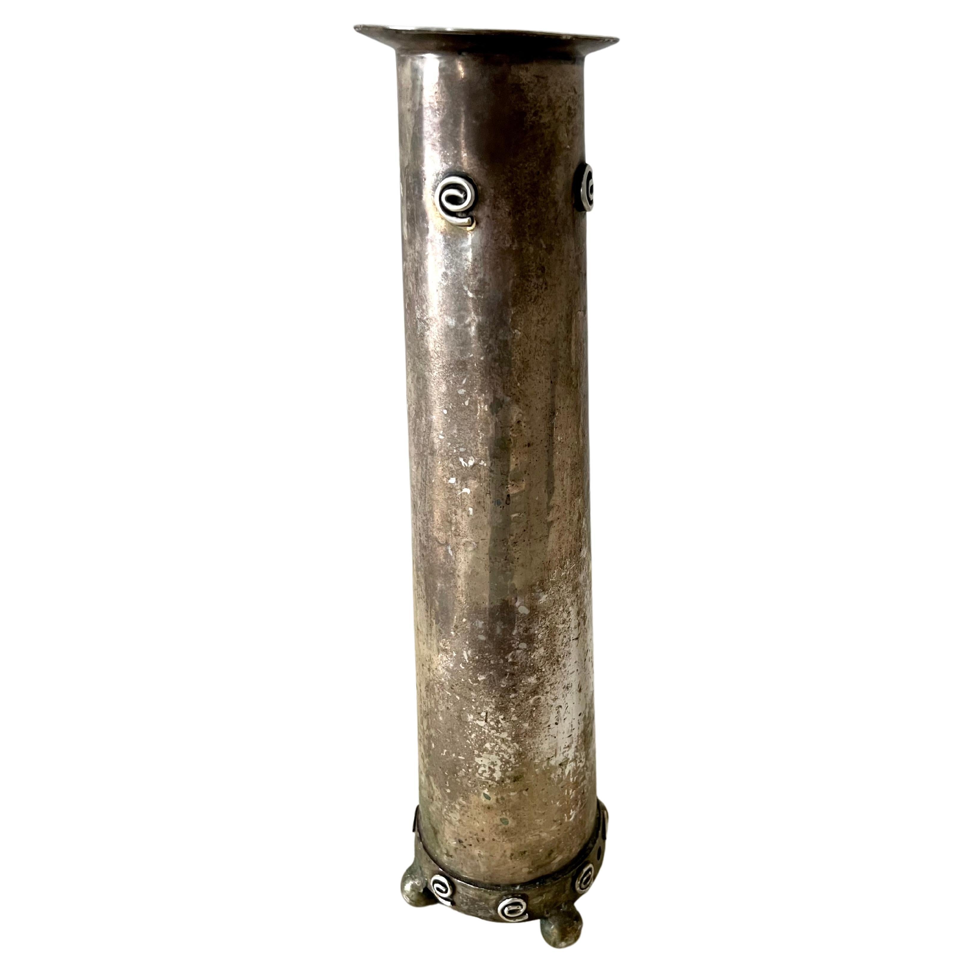 Silver Antique Censer or Incense Tower Burner with Spiral Detail For Sale
