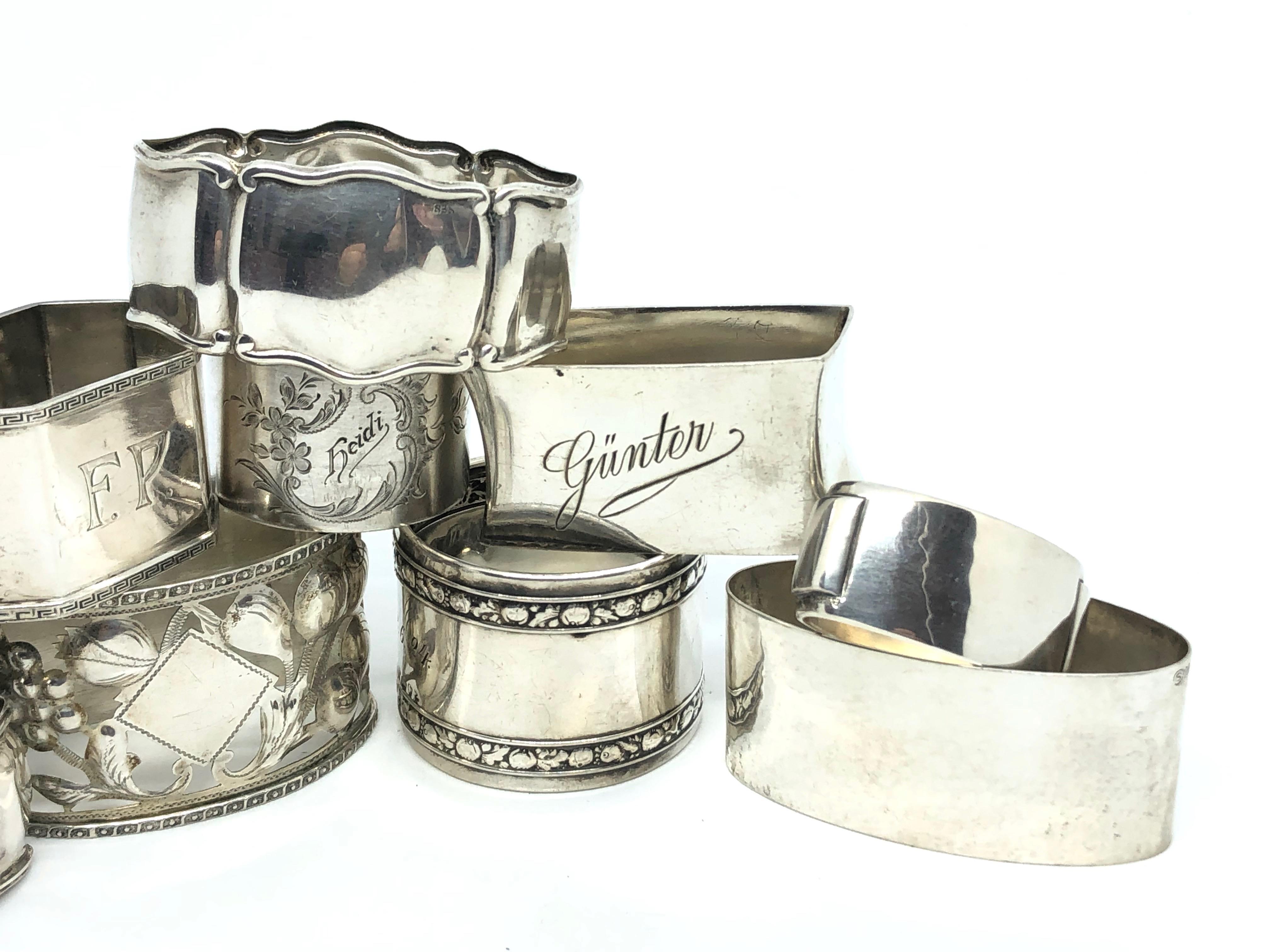 Silver Antique Napkin Rings, a Mixed Set of Ten, Various Makers (Deutsch)