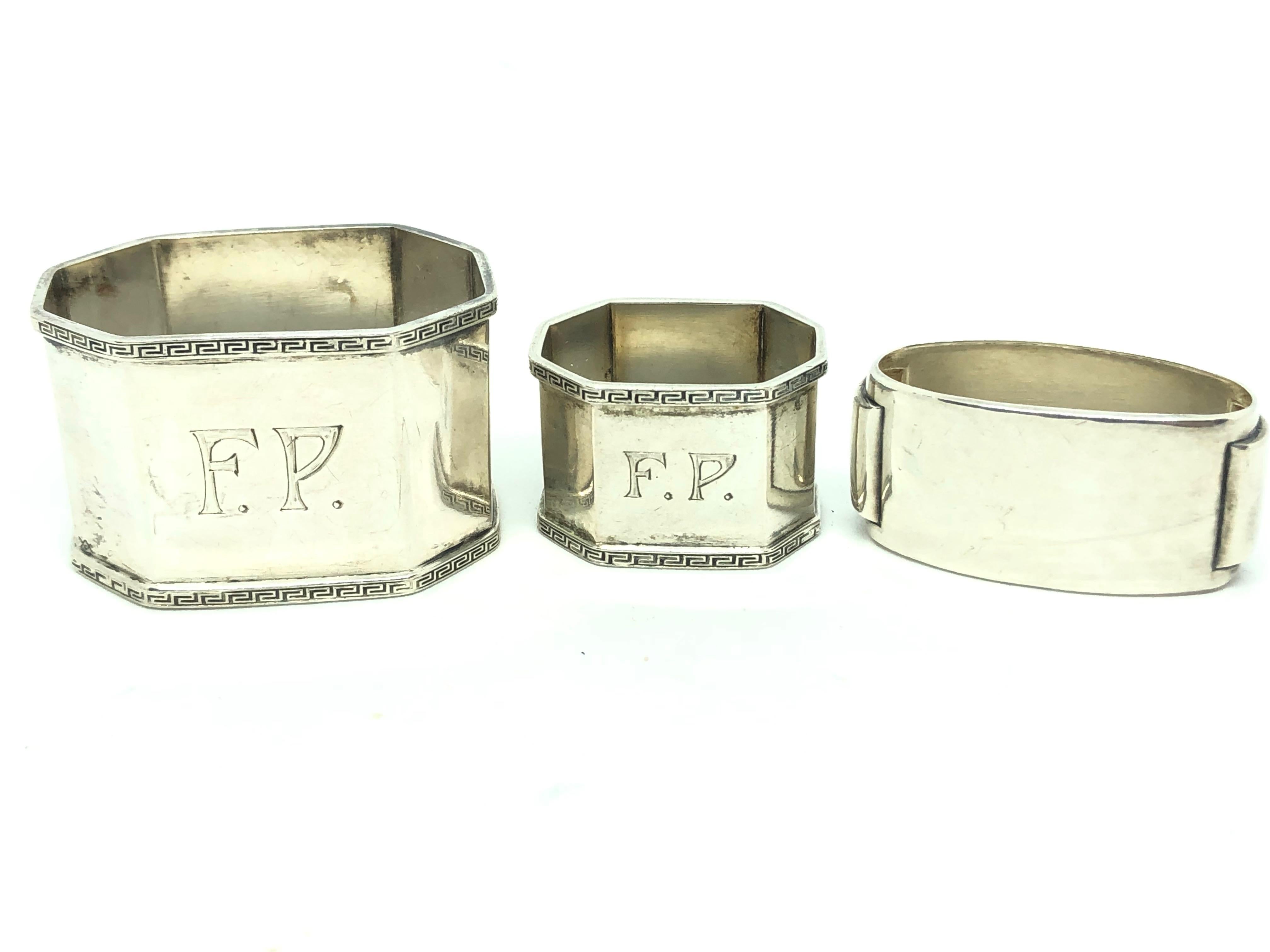 Silver Antique Napkin Rings, a Mixed Set of Ten, Various Makers 1