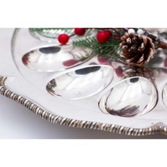 Silver appetizer platter with (13) containers and raised border