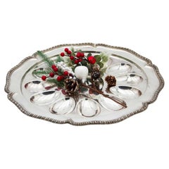 Silver appetizer platter with (13) containers and raised border