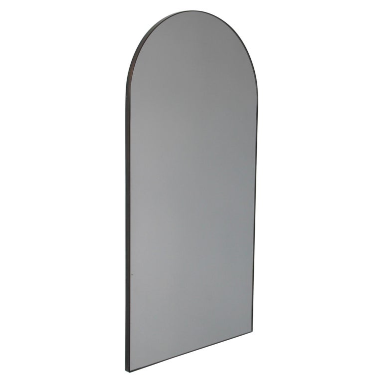 Silver Arcus Long Mirror with a Bronze Patinated Frame For Sale at 1stdibs