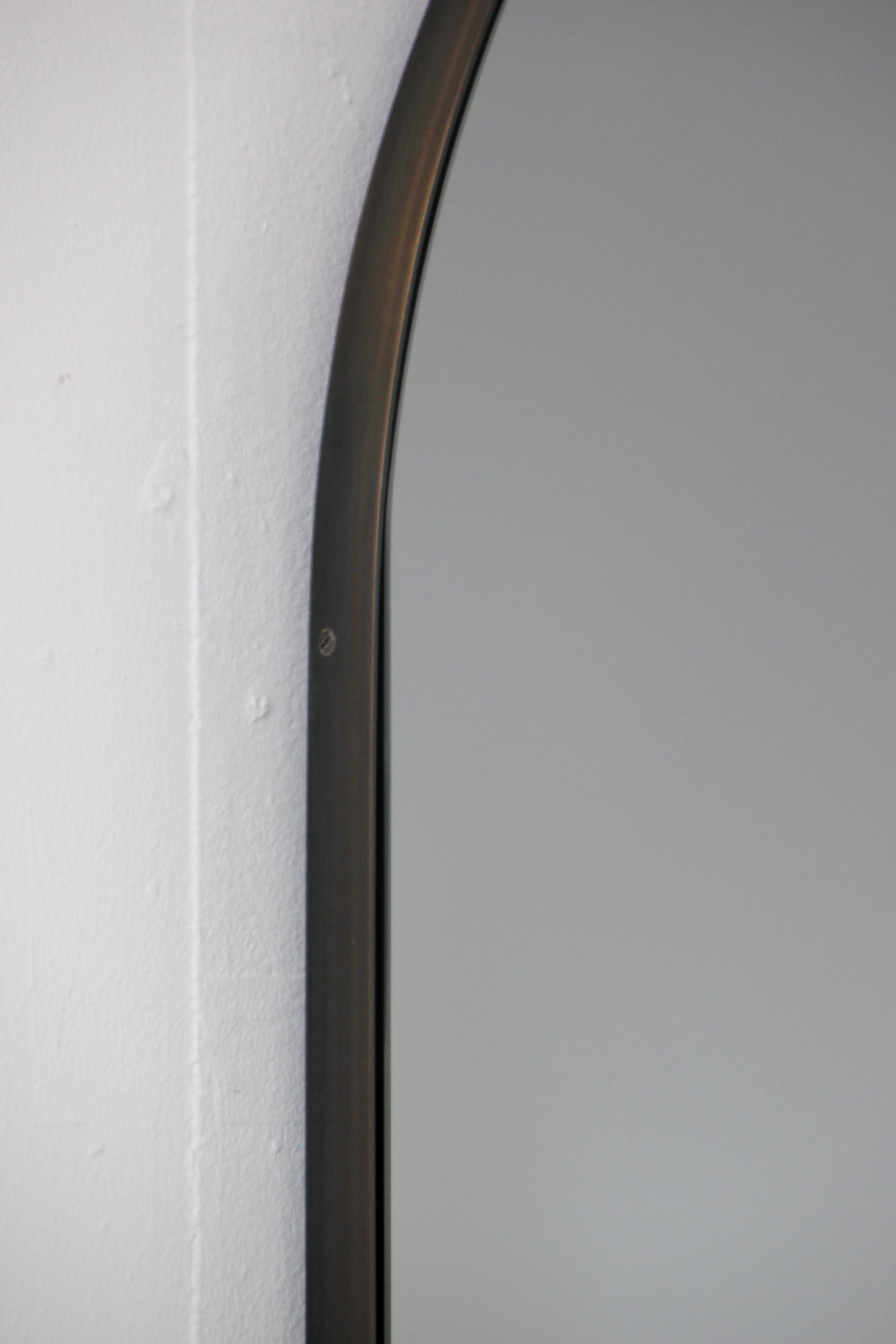 British Silver Arcus™ Long Mirror with a Bronze Patinated Frame