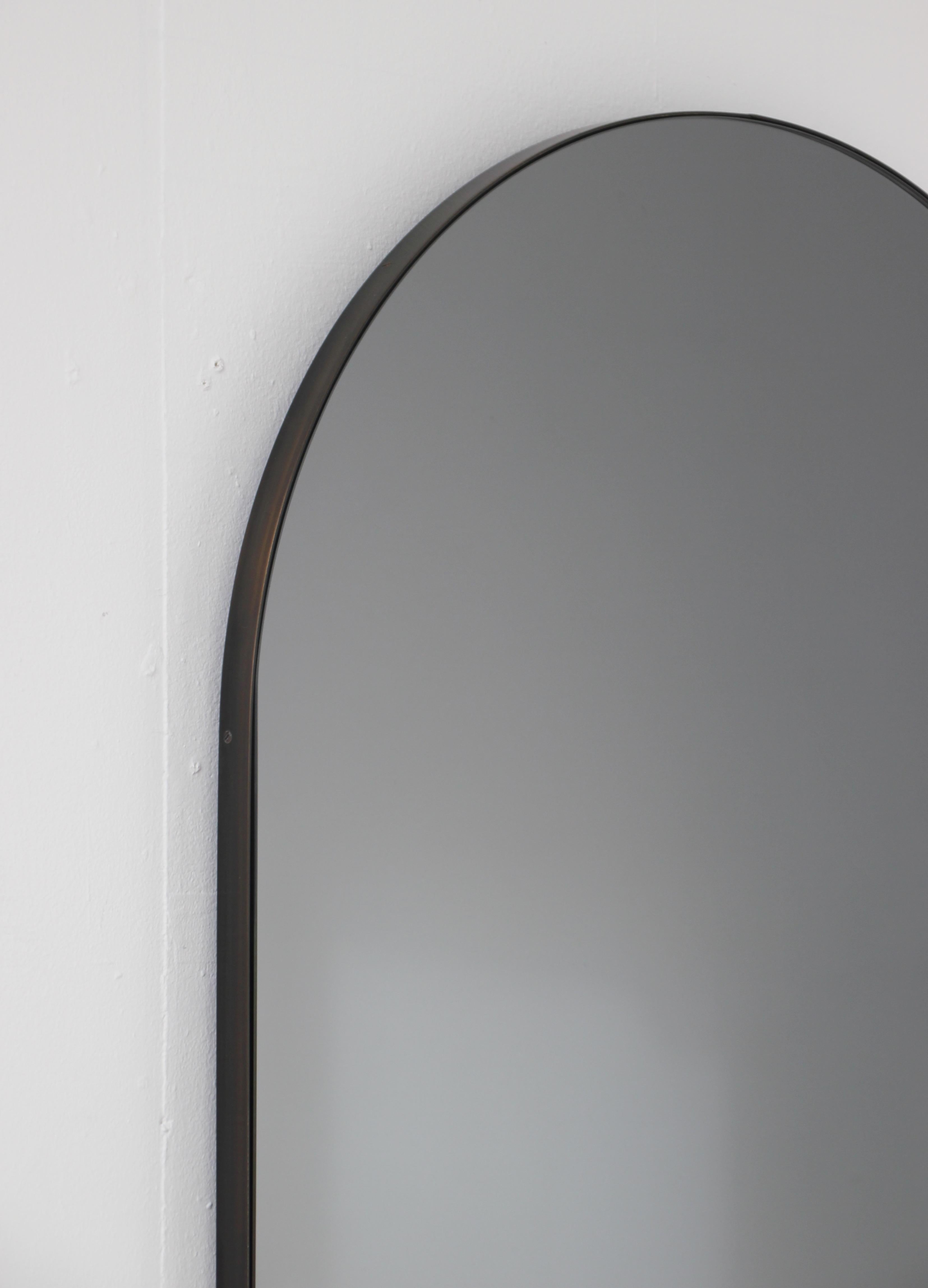 Silver Arcus™ Long Mirror with a Bronze Patinated Frame In New Condition In London, GB