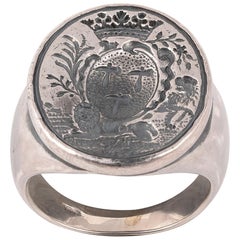 Silver Armorial Signet Ring