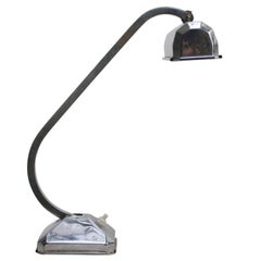 Silver Art Deco Banker Table Desk Lamp