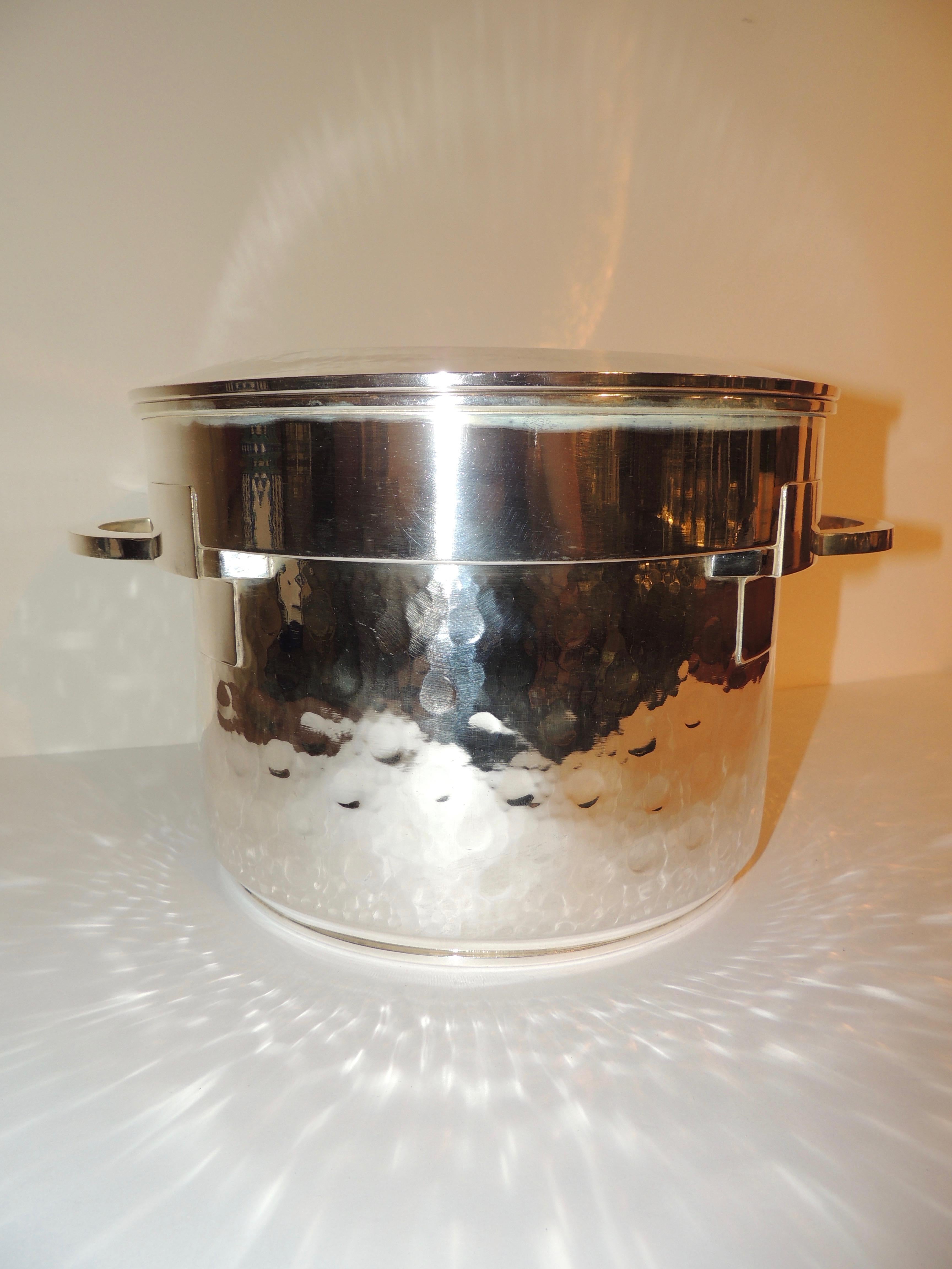 French Silver Art Deco Double Champagne Cooler For Sale